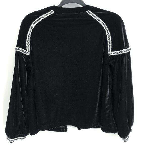 Elodie Velvet Roses Embroidered Jacket Open Front Peasant 3/4 Sleeves  Size S - Picture 8 of 15